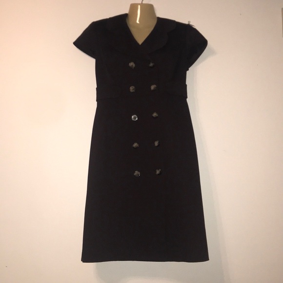 NWT TAHARI Dark Brown Button Down V-Neck Dress - Picture 3 of 7